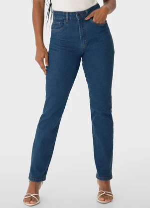 Enfim - Calça Jeans Reta Cintura Alta Azul - ENFIM