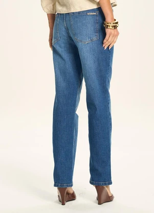 Doce Trama - Calça Jeans Reta Cintura Alta Azul - DOCE TRAMA