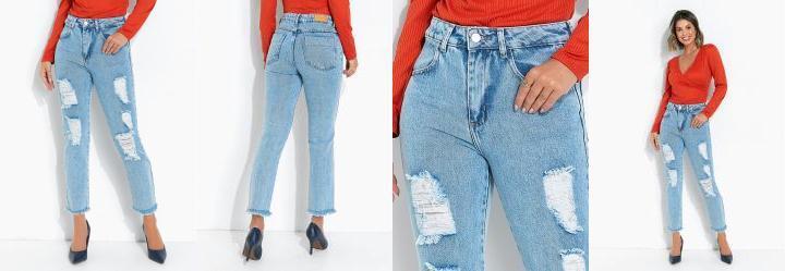 Cala Jeans Reta com Destroyed Sawary
