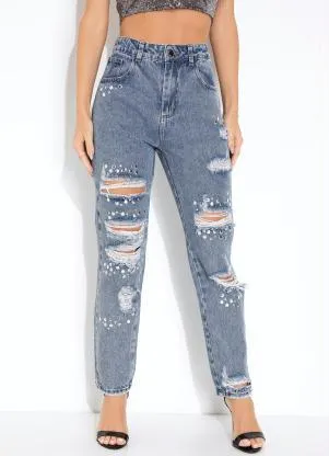 Sawary Jeans - Calça Jeans Reta com Efeito Destroyed Sawary - SAWARY JEANS