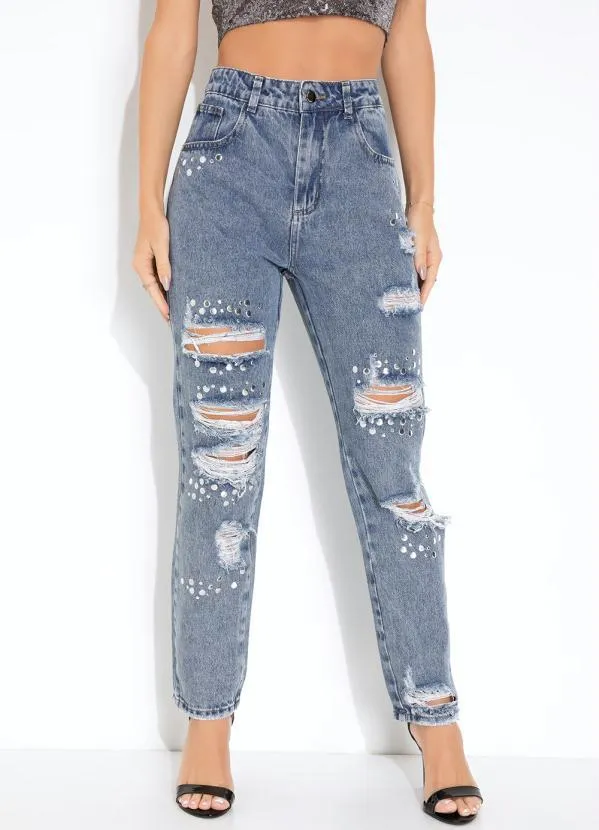 Sawary Jeans - Calça Jeans Reta com Efeito Destroyed Sawary 2