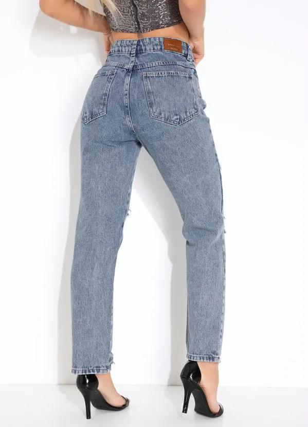 Sawary Jeans - Calça Jeans Reta com Efeito Destroyed Sawary 3