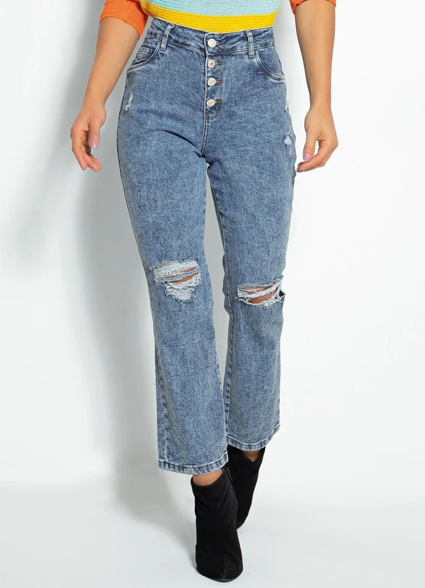 Sawary Jeans - Calça Jeans Reta com Fechamento em Botões Sawary 5