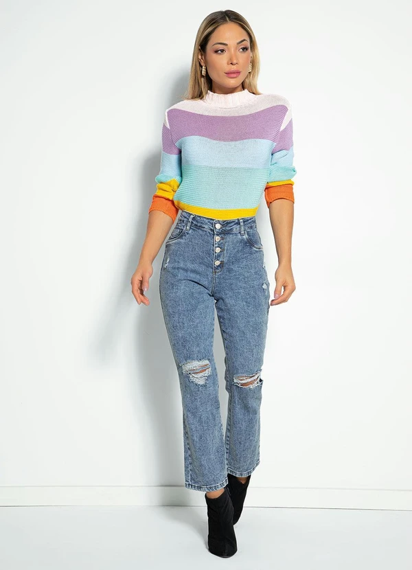 Sawary Jeans - Calça Jeans Reta com Fechamento em Botões Sawary 7