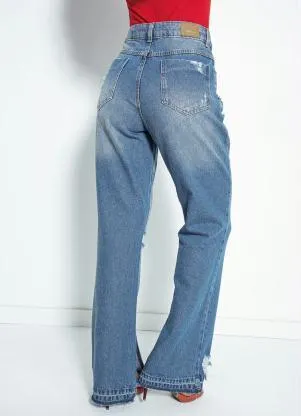 Sawary Jeans - Calça Jeans Reta com Fendas Sawary - SAWARY JEANS