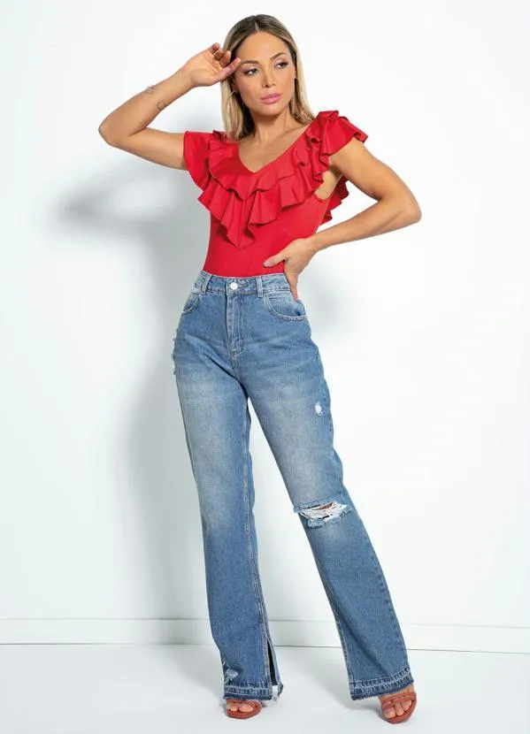 Sawary Jeans - Calça Jeans Reta com Fendas Sawary 4