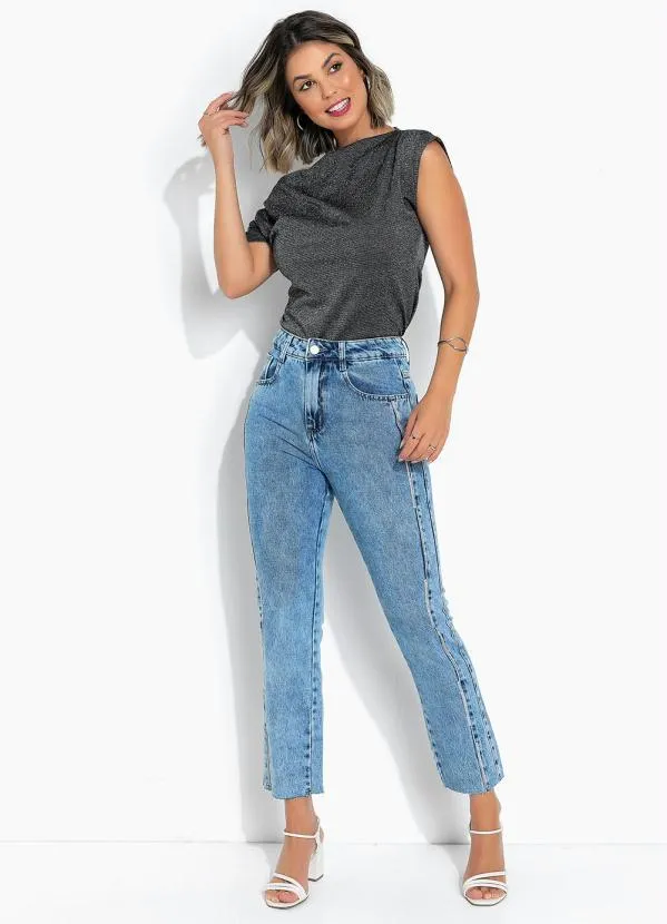 Sawary Jeans - Calça Jeans Reta com Strass Sawary 3