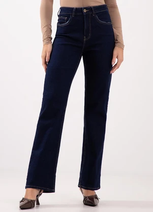 Lunender - Calça Jeans Reta de Cintura Alta Azul - LUNENDER