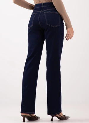 Lunender - Calça Jeans Reta de Cintura Alta Azul - LUNENDER