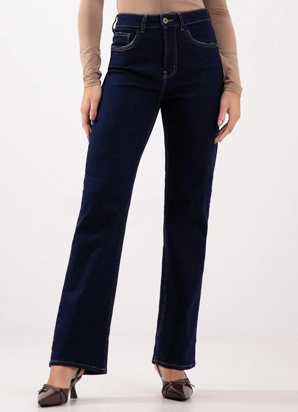 Lunender - Calça Jeans Reta de Cintura Alta Azul