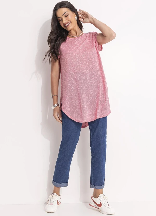 Quintess - Calça Jeans Reta de Cintura Alta com Pregas 10