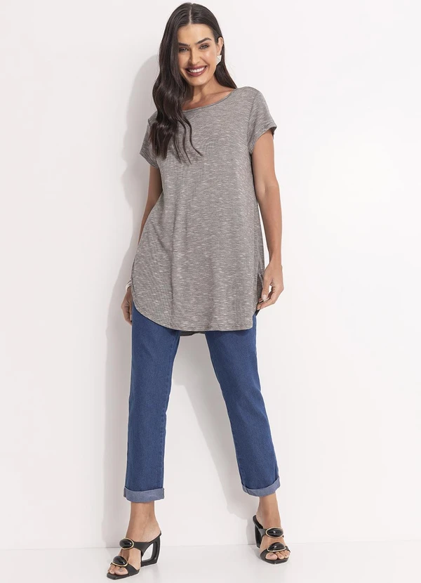 Quintess - Calça Jeans Reta de Cintura Alta com Pregas 6