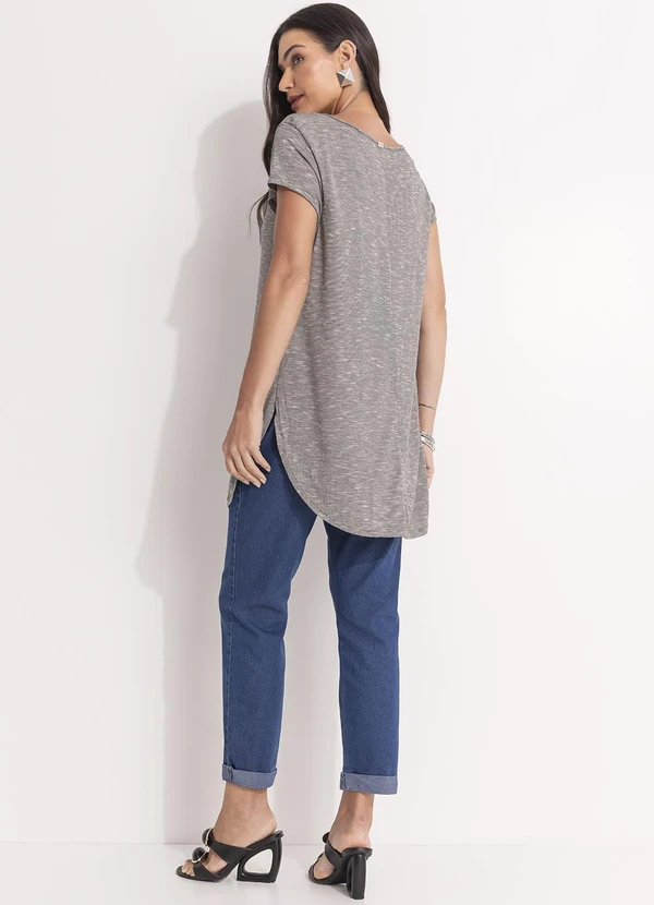 Quintess - Calça Jeans Reta de Cintura Alta com Pregas 7