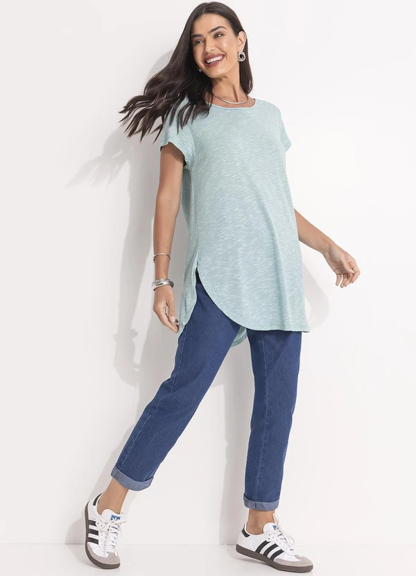 Quintess - Calça Jeans Reta de Cintura Alta com Pregas 8