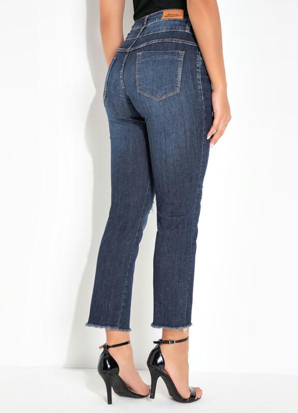 Outlet - Calça Jeans Reta Destroyed com Cós Duplo Sawary 2