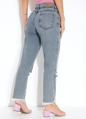 Sawary Jeans - Calça Jeans Reta Efeito Destroyed Sawary - SAWARY JEANS
