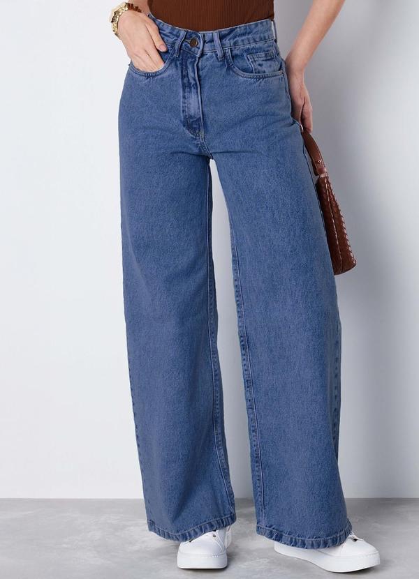 Meu Jeans - Calça Jeans Reta Lina Jeans Claro Azul