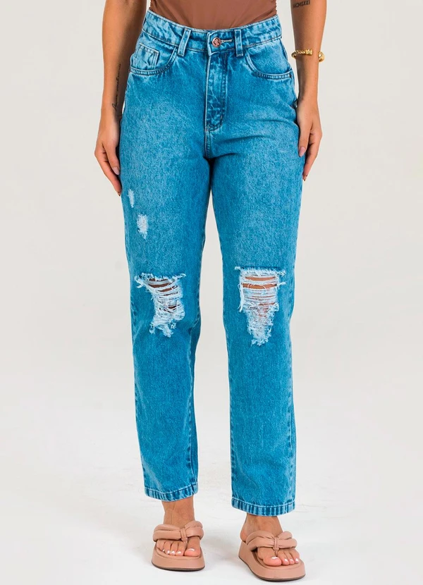 Meu Jeans - Calça Jeans Reta Lina Jeans Claro Azul 1