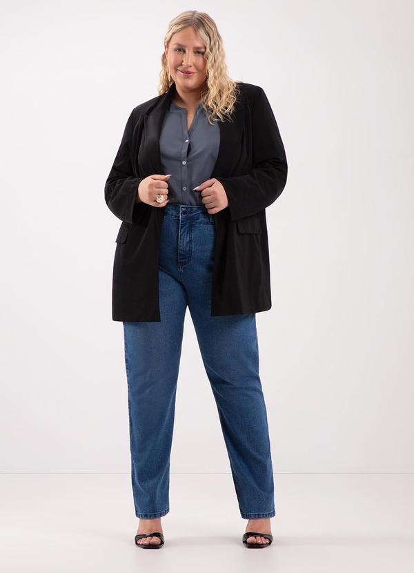 Lunender Mais Mulher - Calça Jeans Reta Plus Size com Cintura Alta Azul 3