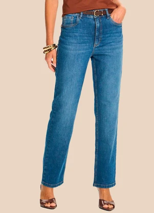 Doce Trama - Calça Jeans Reta Slim Amarilis Azul - DOCE TRAMA