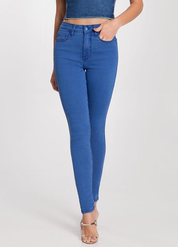 Lunender - Calça Jeans Skinny Chapa Barriga Azul