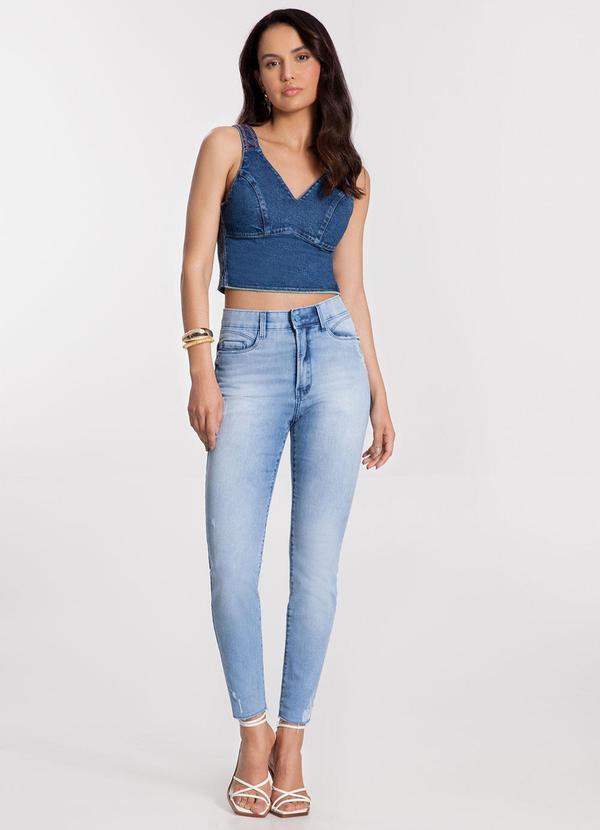 Lunender - Calça Jeans Skinny Chapa Barriga Azul 3