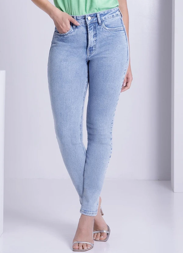 Lunender - Calça Jeans Skinny Chapa Barriga Azul