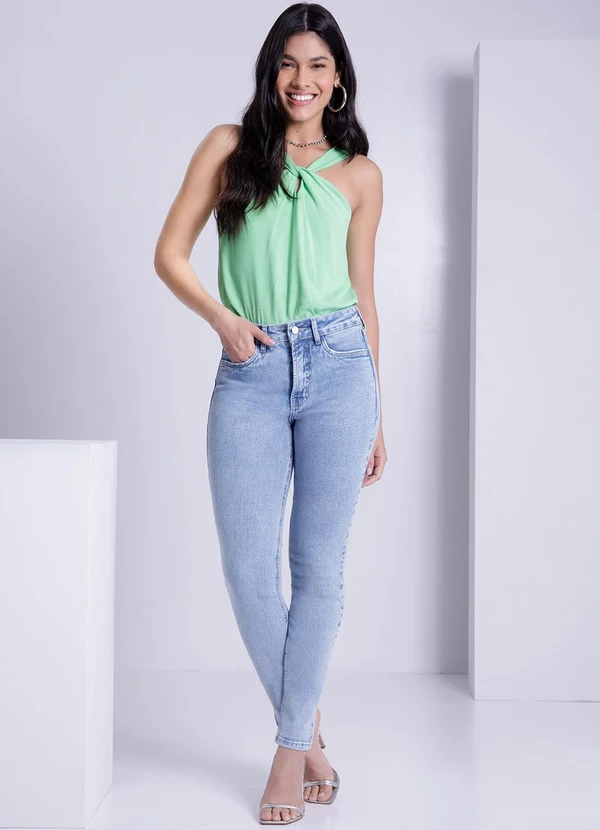Lunender - Calça Jeans Skinny Chapa Barriga Azul 3