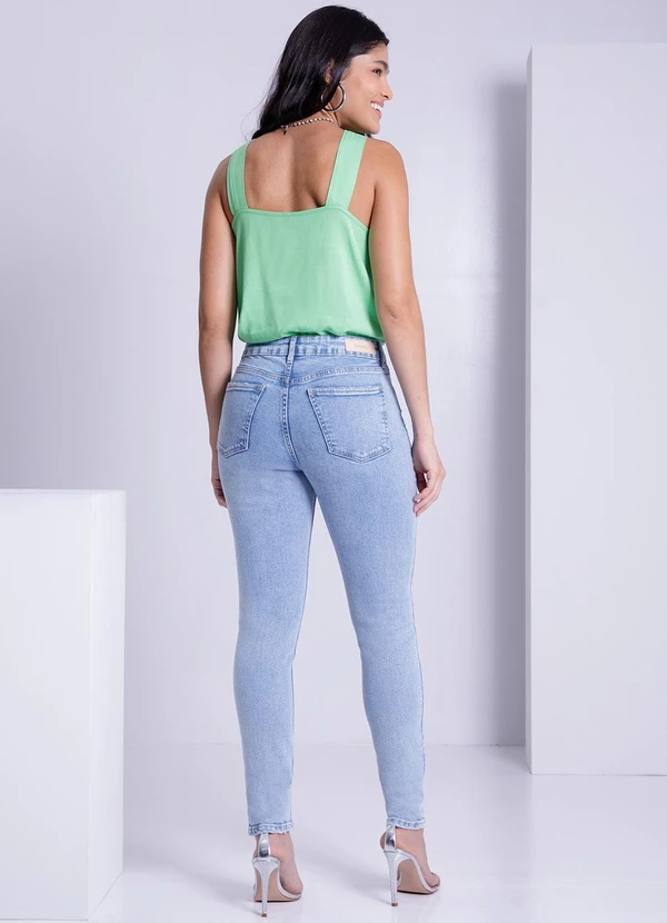 Lunender - Calça Jeans Skinny Chapa Barriga Azul 4