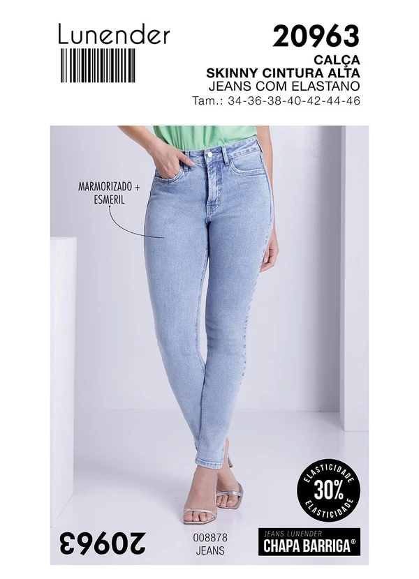 Lunender - Calça Jeans Skinny Chapa Barriga Azul 6