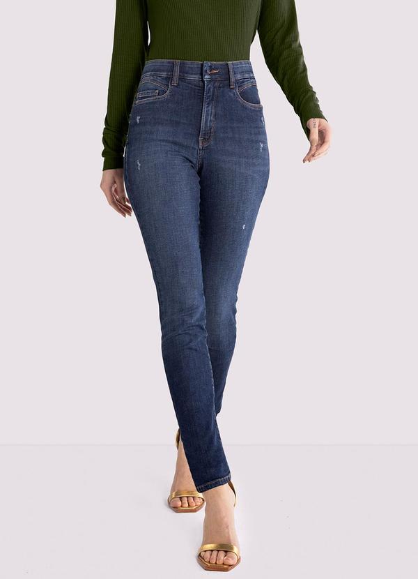 Lunender - Calça Jeans Skinny Chapa Barriga com Elástico Cós Azul
