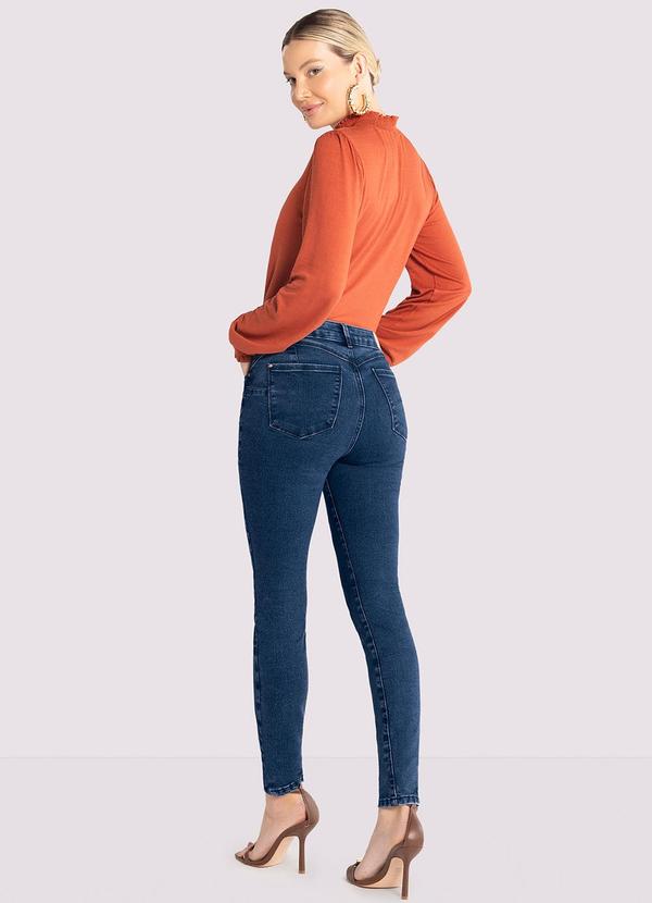 Lunender - Calça Jeans Skinny Chapa Barriga com Recorte Costa Azul 4