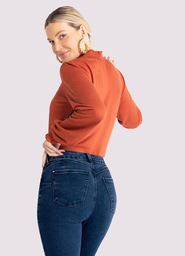 Lunender - Calça Jeans Skinny Chapa Barriga com Recorte Costa Azul 5