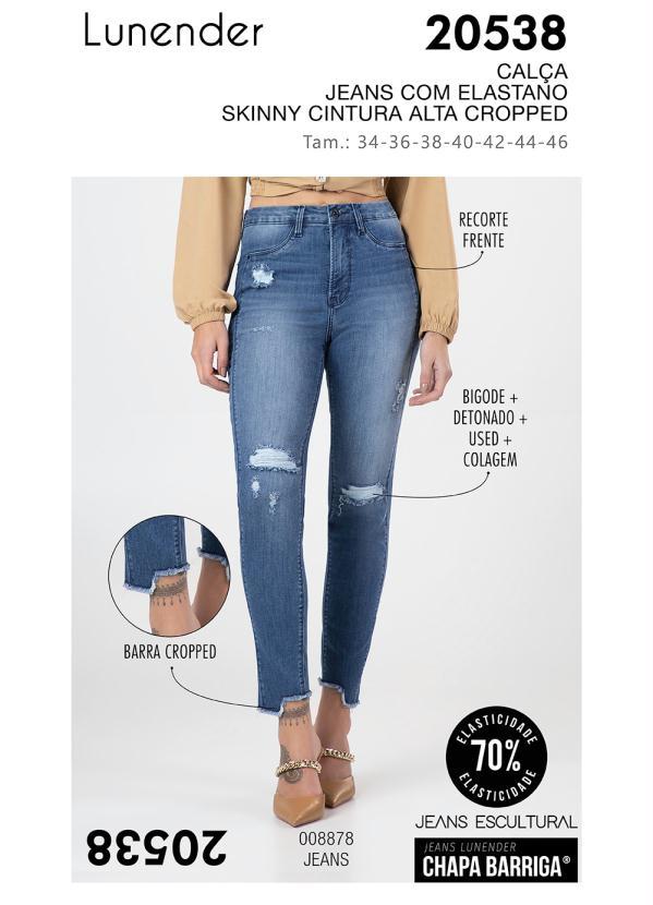 Lunender - Calça Jeans Skinny Chapa Barriga Cropped Jeans 5