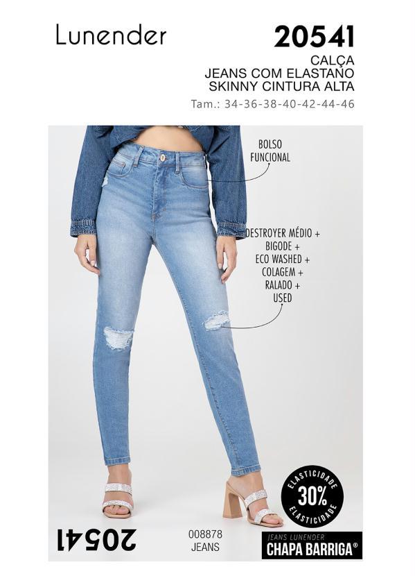 Lunender - Calça Jeans Skinny Chapa Barriga Destroyed Jeans 5