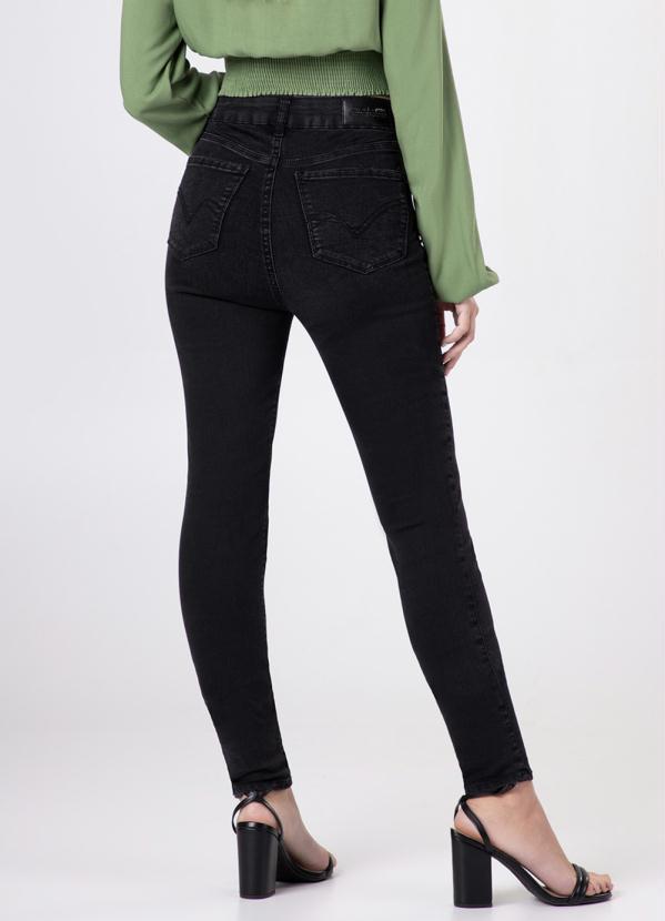 Lunender - Calça Jeans Skinny Chapa Barriga Preto 2
