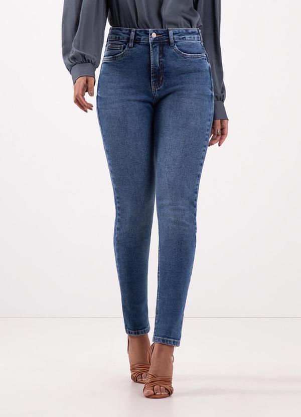Lunender - Calça Jeans Skinny Cintura Alta e Bolsos Azul