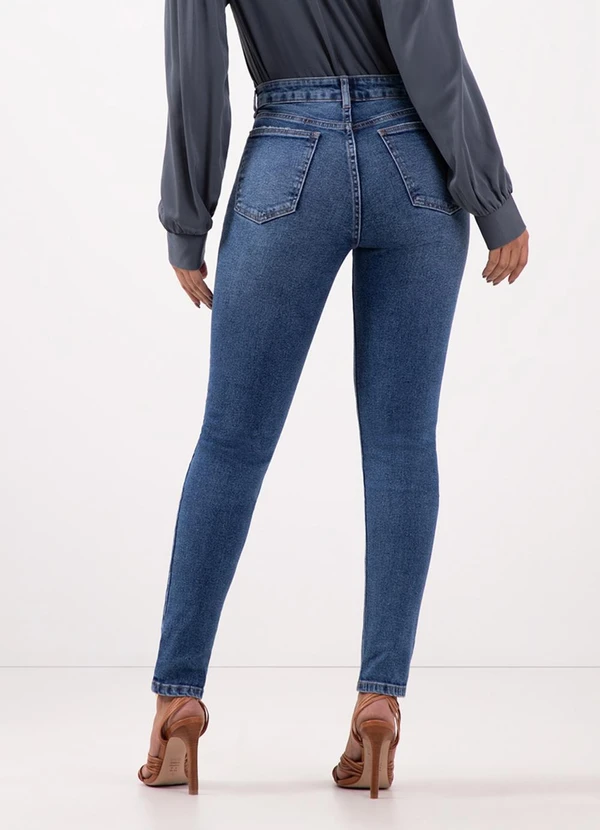 Lunender - Calça Jeans Skinny Cintura Alta e Bolsos Azul 2