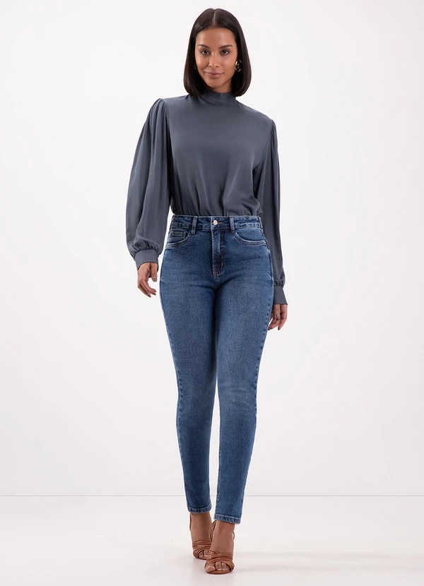 Skinny Bolso Calca Jeans Lunender Calça Jeans Skinny Cintura Alta