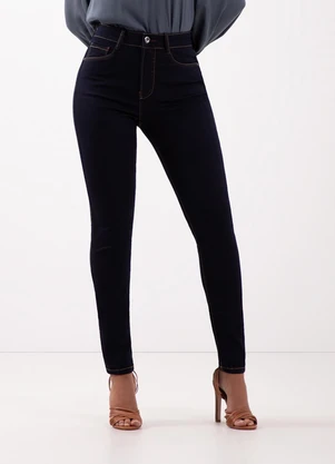 Lunender - Calça Jeans Skinny Cintura Alta e Elastano Azul - LUNENDER