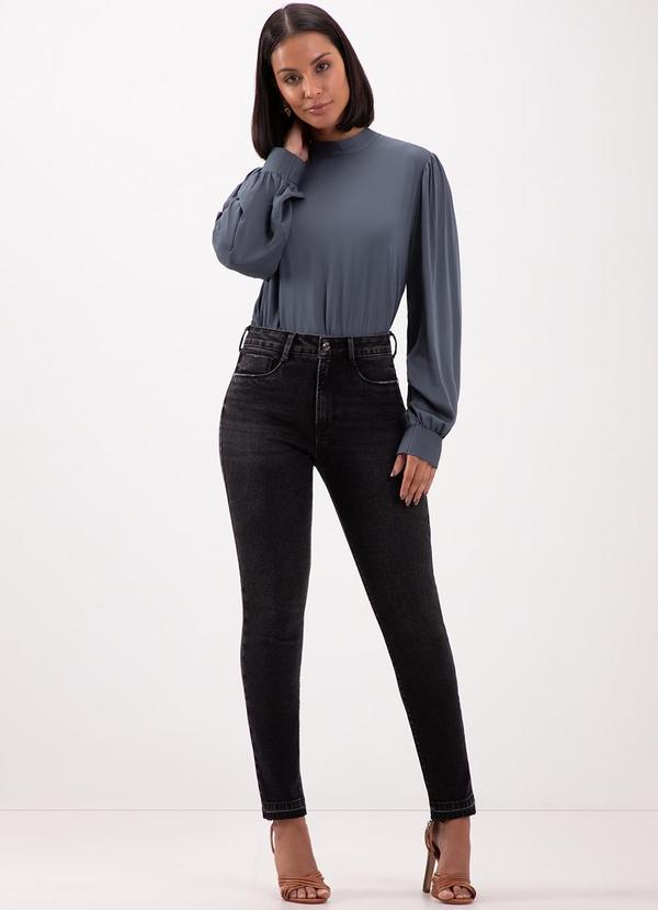 Lunender - Calça Jeans Skinny com Barras Desmanchadas Preto 3