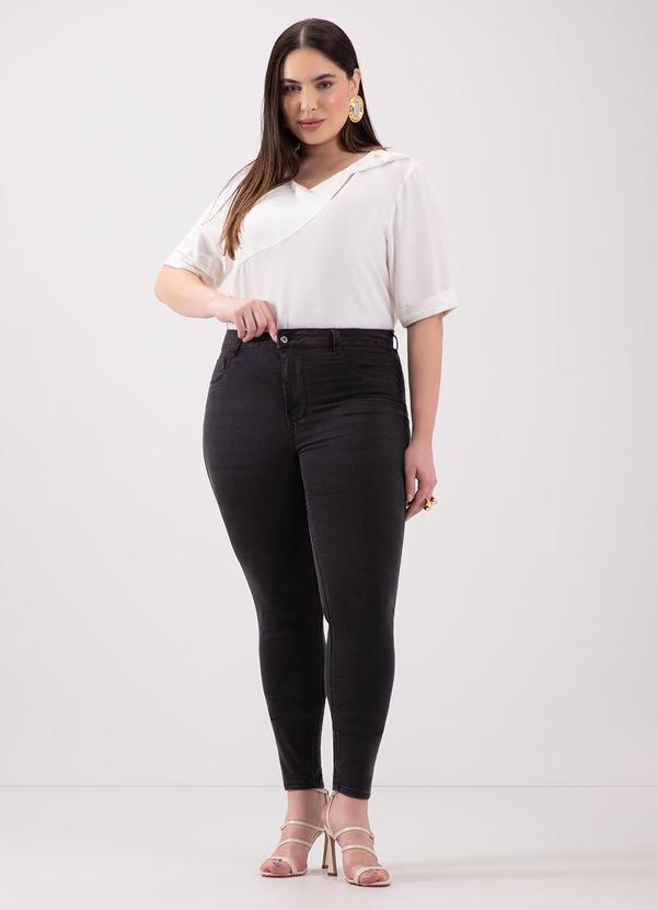 Lunender Mais Mulher - Calça Jeans Skinny com Cintura Média Preto 3