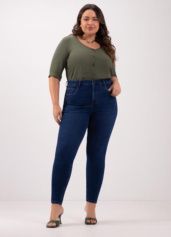 Lunender Mais Mulher - Calça Jeans Skinny com Pala Coração Azul 3