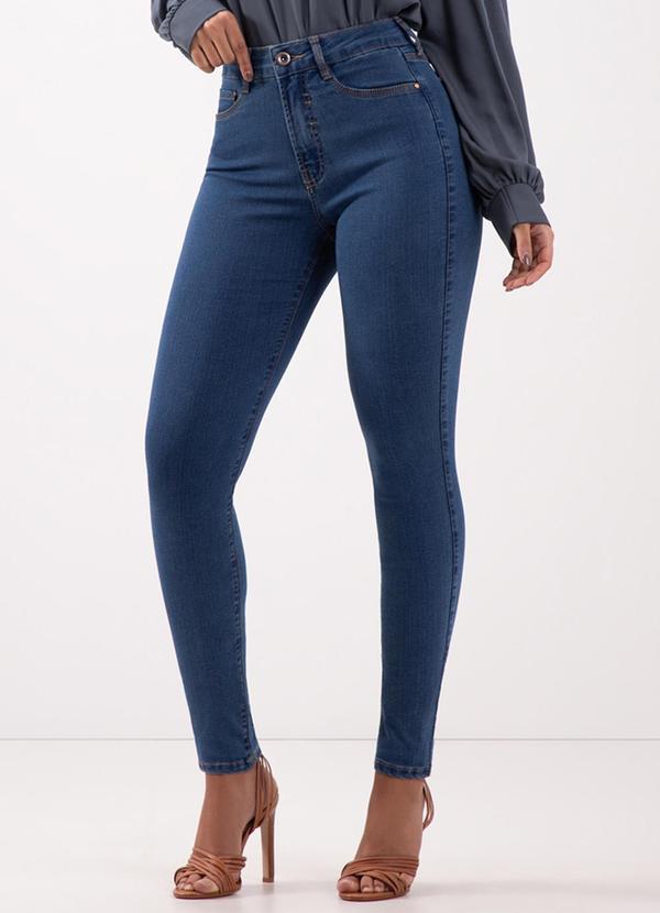 Lunender - Calça Jeans Skinny Elastano e Cintura Alta Azul