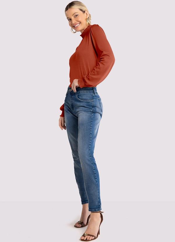 Lunender - Calça Jeans Skinny Estonada com Cintura Média Jeans 5