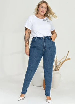 Outlet - Calça Jeans Skinny Plus Size Azul - OUTLET