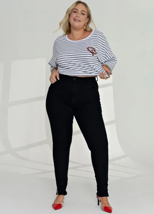 Outlet - Calça Jeans Skinny Plus Size Preta - OUTLET