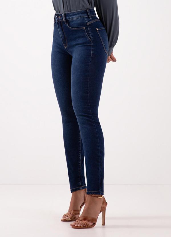 Lunender - Calça Jeans Skinny Redux com Pala Coração Azul