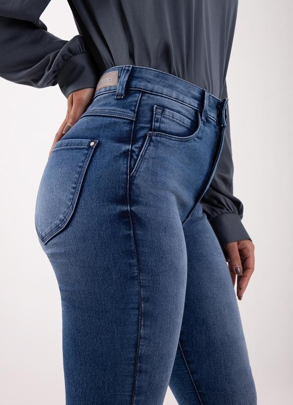 Lunender - Calça Jeans Skinny Redux com Pala Coração Azul 3
