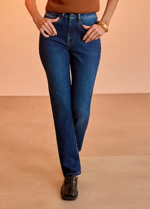 Lunender - Calça Jeans Slim com Cintura Alta Azul - LUNENDER